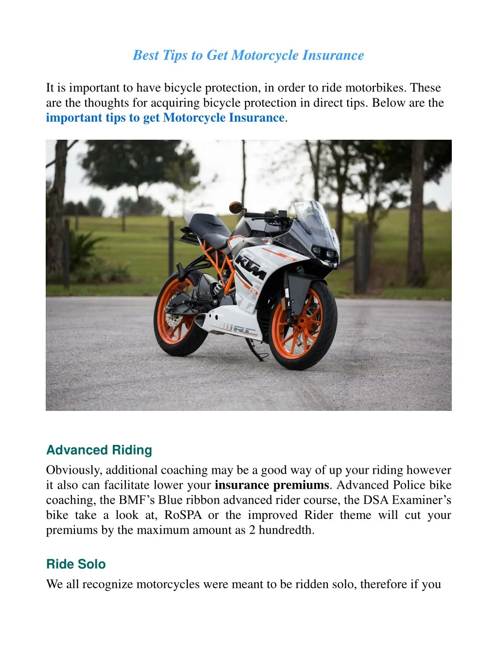 best tips to get motorcycle insurance