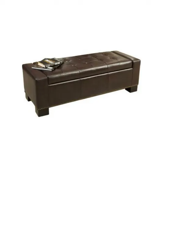 Slater Bonded Leather Storage Bench with Nailhead Trim