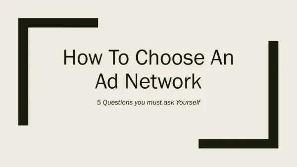 How to choose an Ad Network