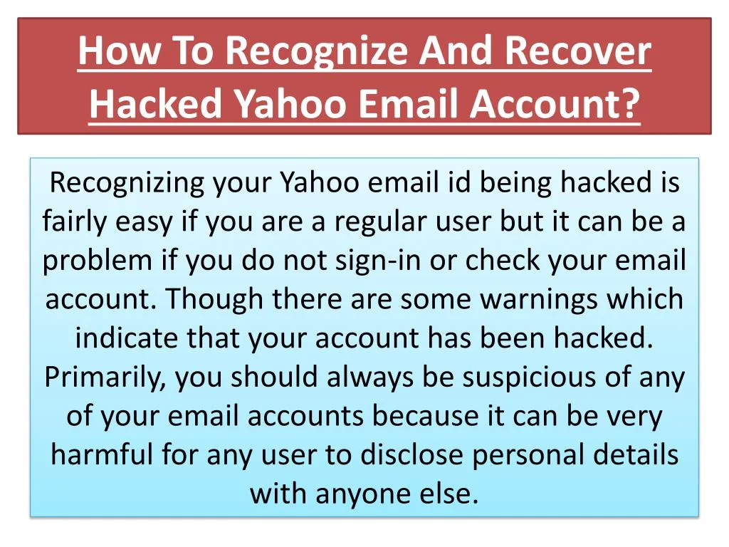 how to recognize and recover hacked yahoo email account
