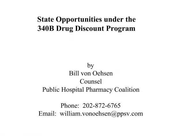 State Opportunities under the 340B Drug Discount Program