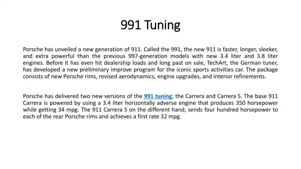 Gets Better 991 tuning Results by Following Simple Steps