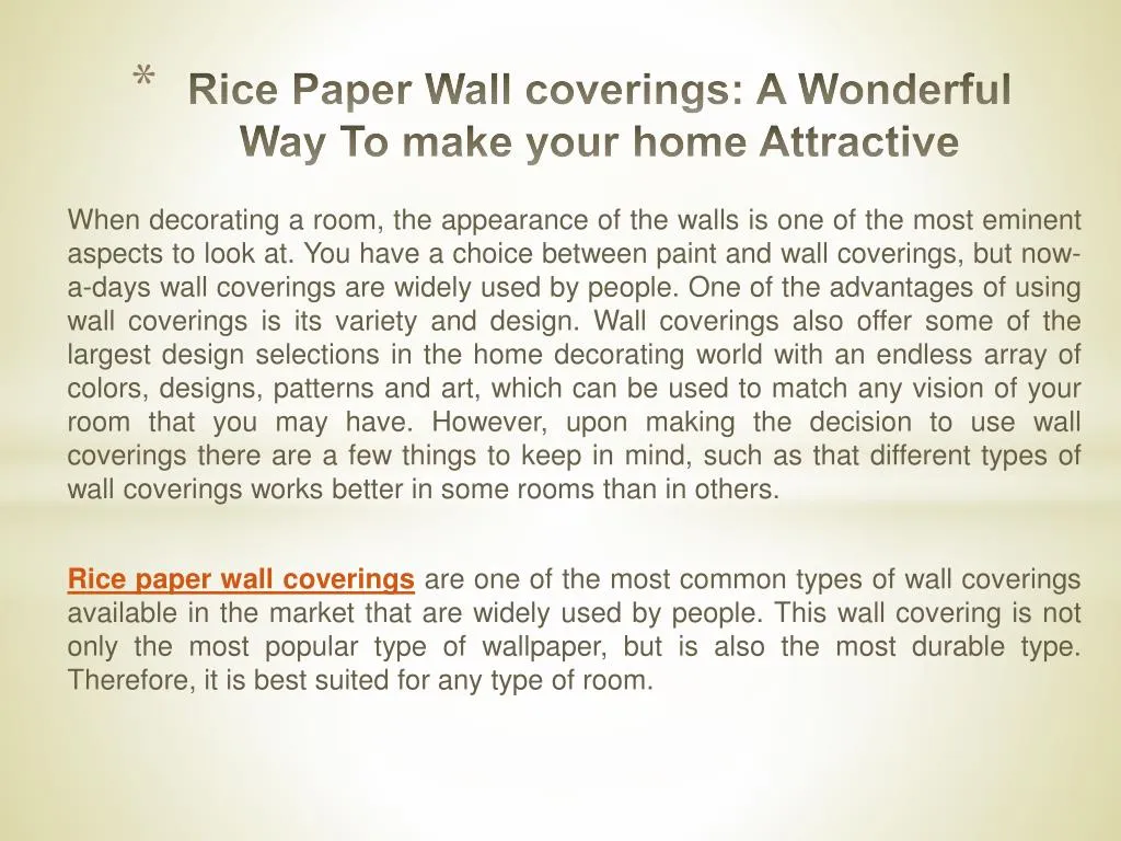 rice paper wall coverings a wonderful way to make your home attractive
