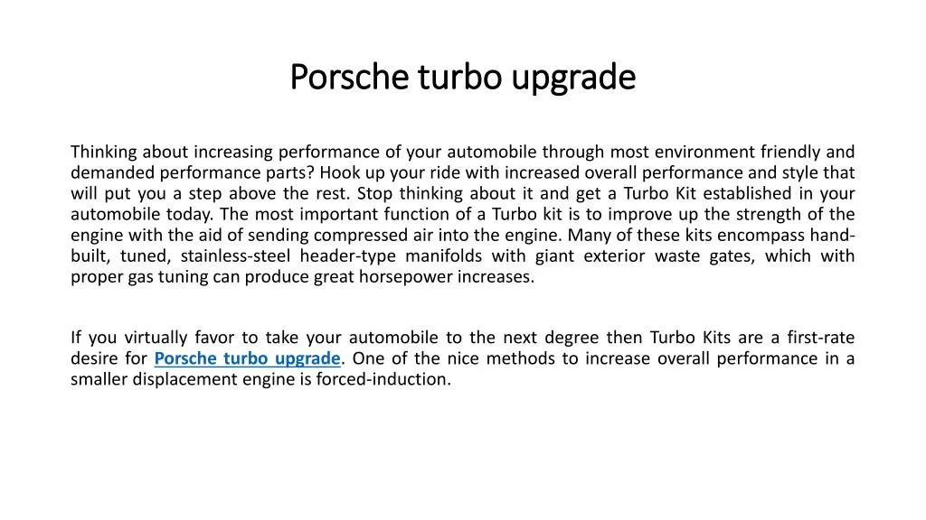 porsche turbo upgrade