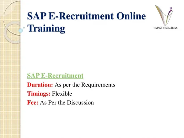 SAP E-Recruitment PPT