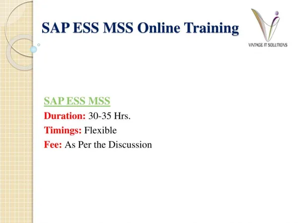 SAP ESS MSS Course Content PPT