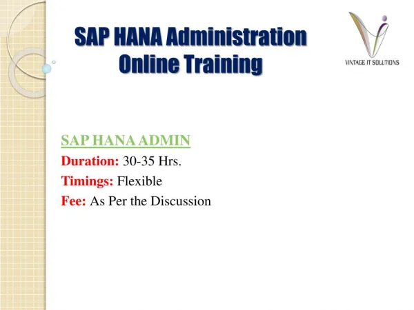 SAP HANA Administration Course Content PPT