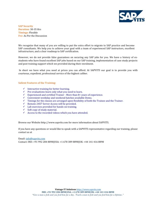 SAP Security Course Content PDF