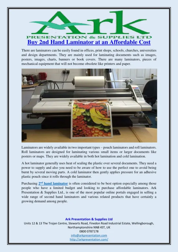 Buy 2nd Hand Laminator at an Affordable Cost