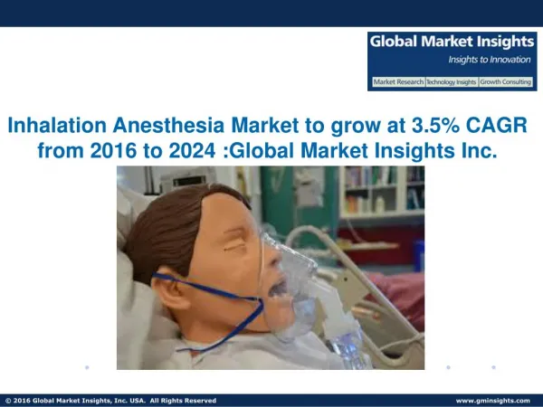 Inhalation Anesthesia Market share to reach $1.6bn by 2024