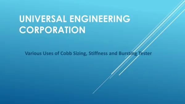 Various uses of Cobb Sizing, Stiffness and Bursting Tester