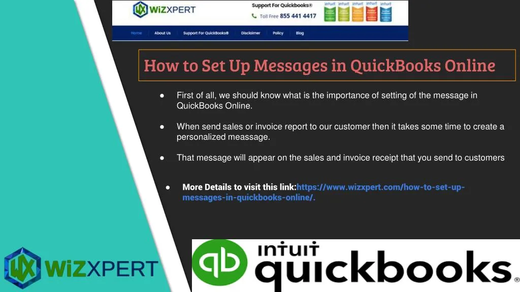 how to set up messages in quickbooks online