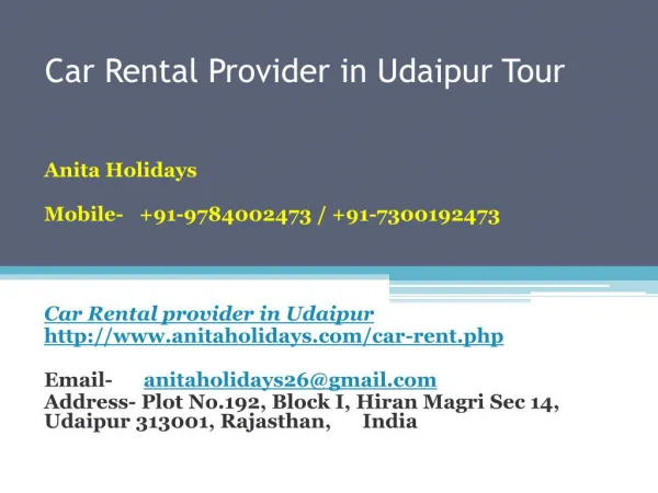 Car rental provider in udaipur tour