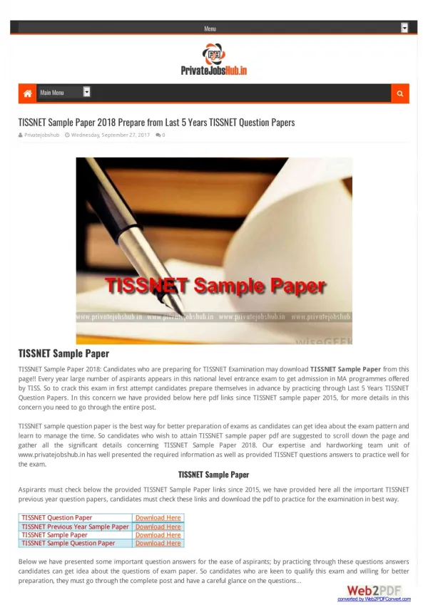 TISSNET Sample Paper