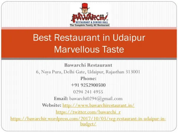 Best Restaurant in Udaipur Marvellous Taste