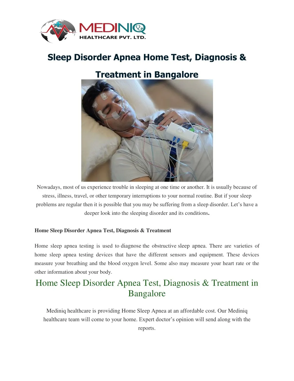 sleep disorder apnea home test diagnosis