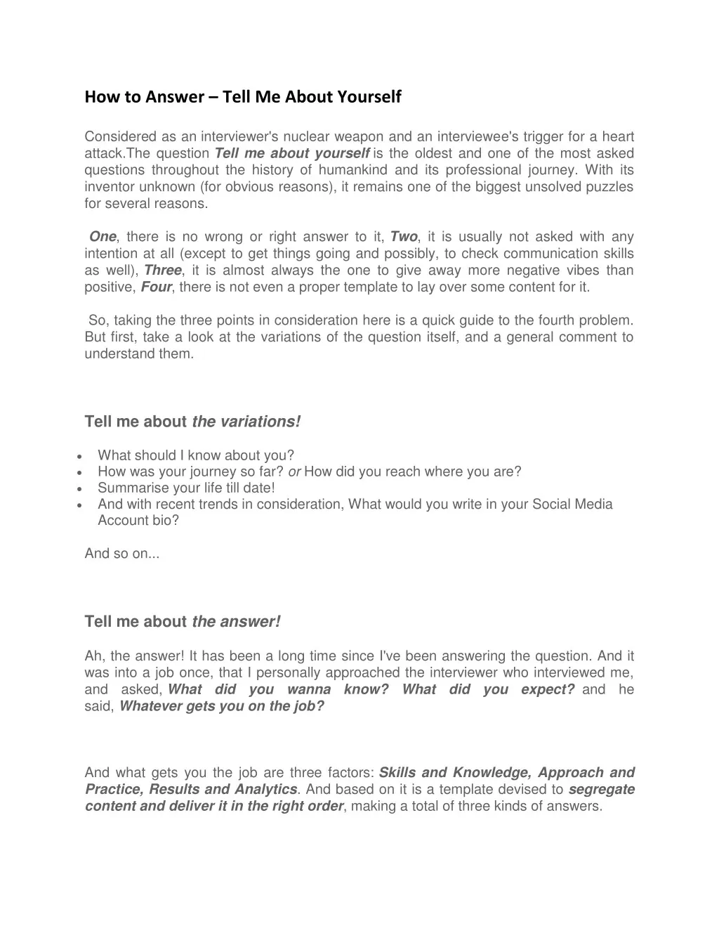 PPT How To Prepare Tell Me About Yourself Interview Question 