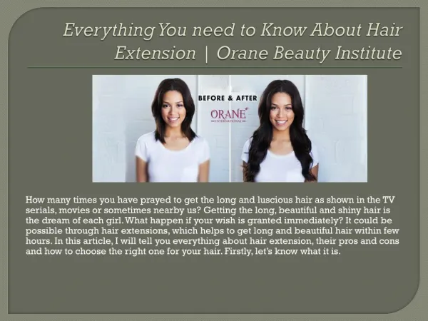 Everything You Need to Know About Hair Extension | Orane Beauty Institute