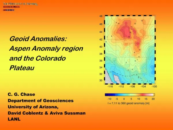 Geoid Anomalies: Aspen Anomaly region and the Colorado Plateau