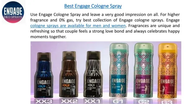 Best Fresh Engage Cologne Spray for Men and Women