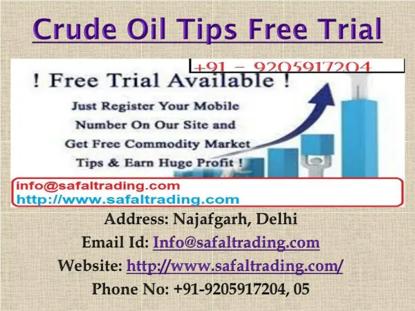 Commodity Gold Silver Crude Oil Tips In India - Safal Trading