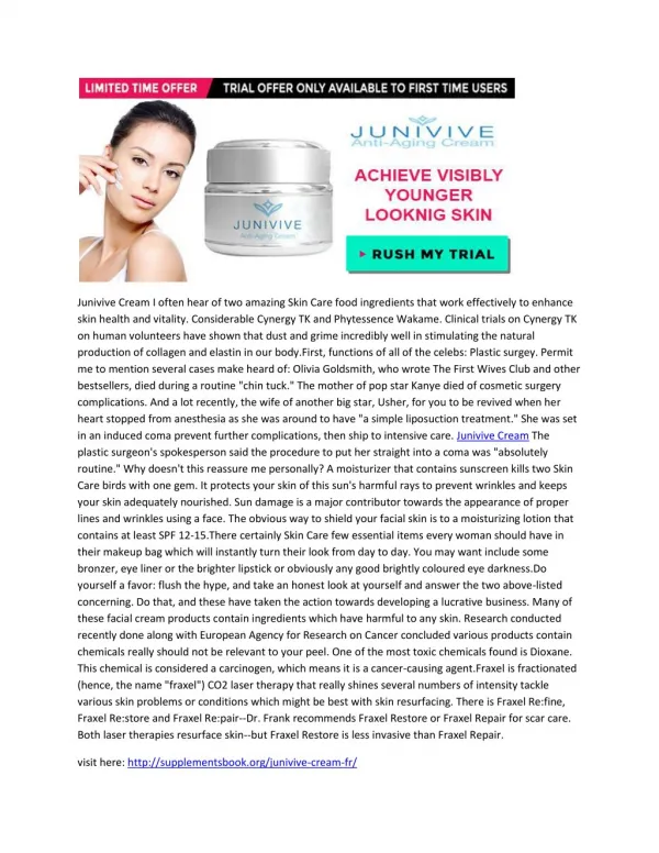 Junivive Cream (FR) - A Natural And Organic Body Skin Care Cream