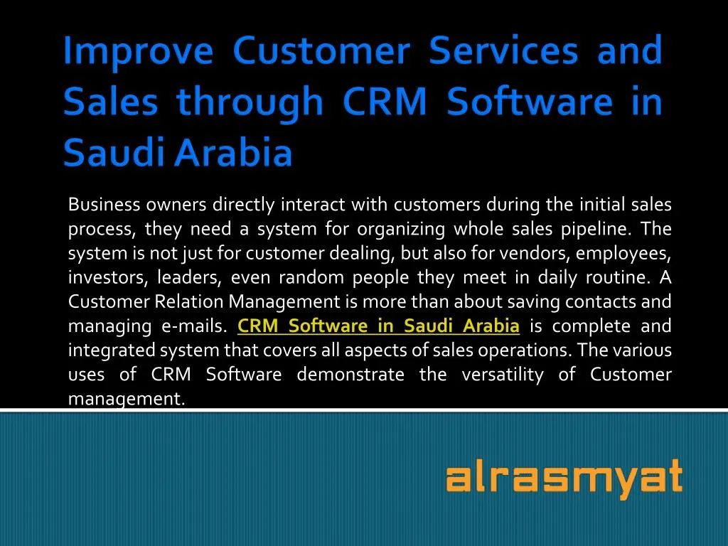 improve customer services and sales through crm software in saudi arabia