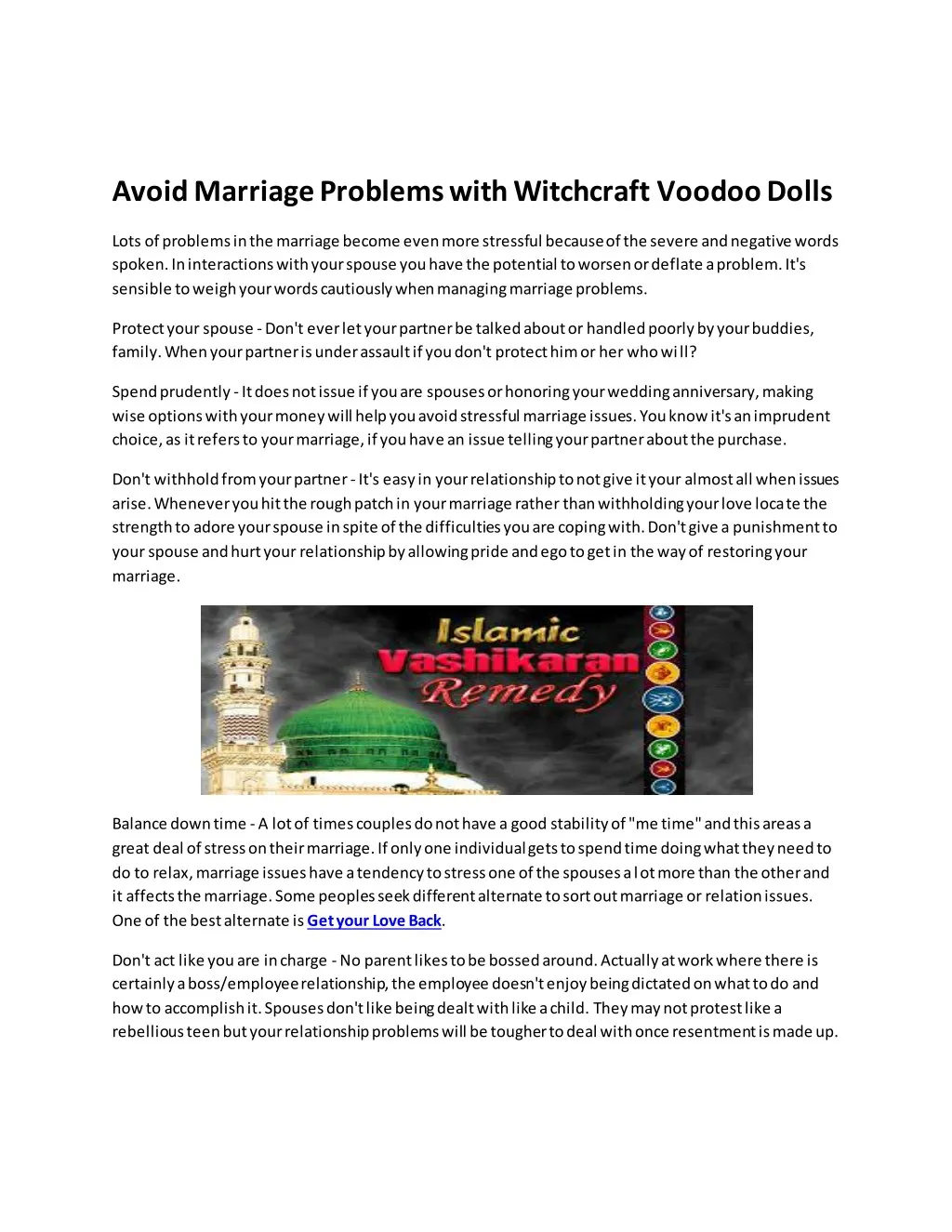 avoid marriage problems with witchcraft voodoo