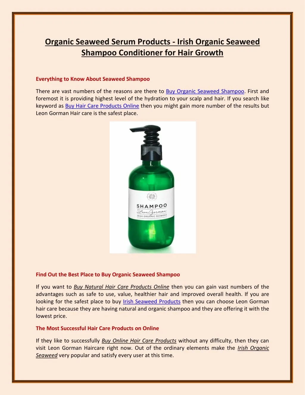 organic seaweed serum products irish organic