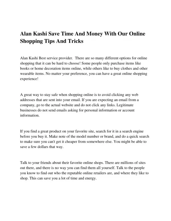 Alan Kashi Steps To Making Online Shopping Fun And Safe