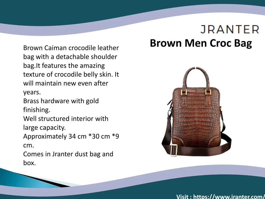 brown men croc bag