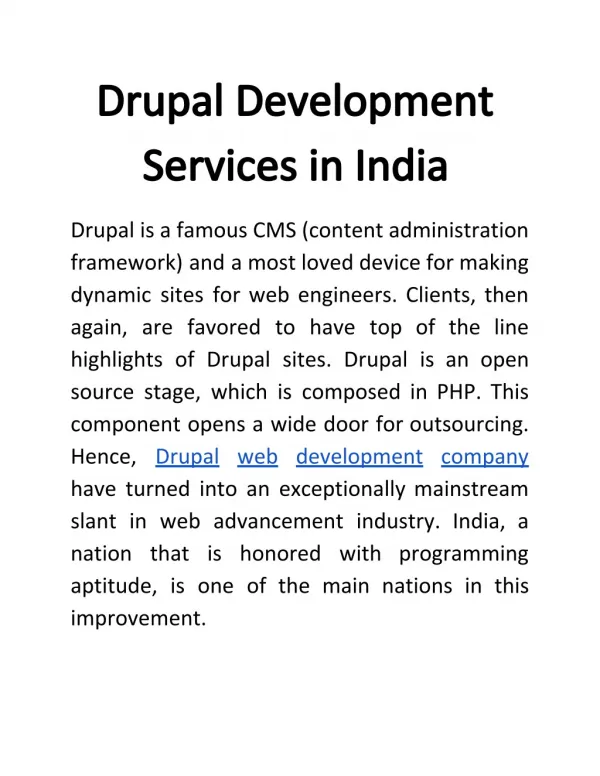 Drupal Development Services in India