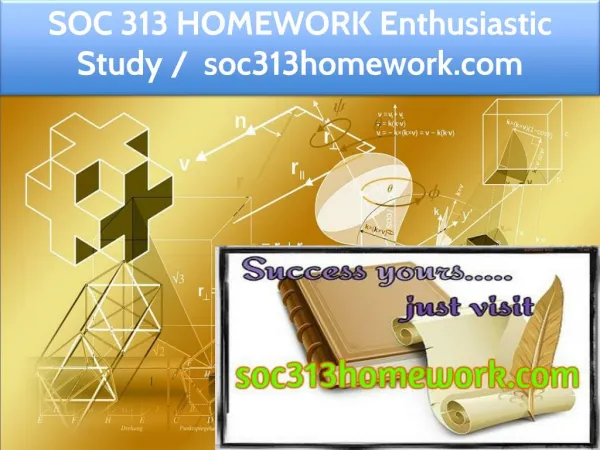 SOC 313 HOMEWORK Enthusiastic Study / soc313homework.com