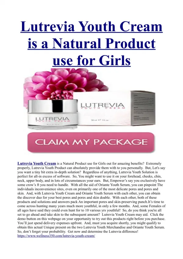 Lutrevia Youngsters Cream - How Does It Work?