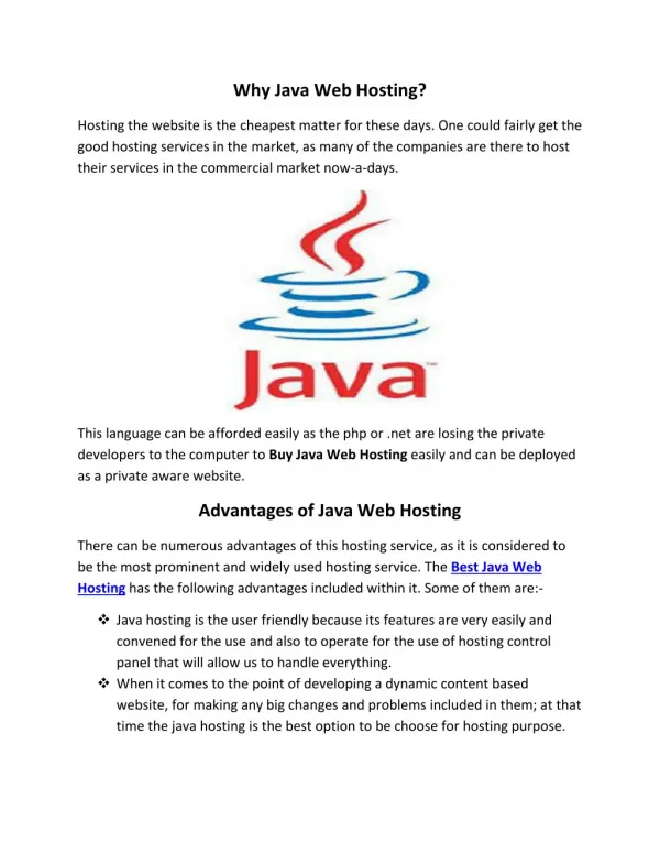 Java Web Hosting