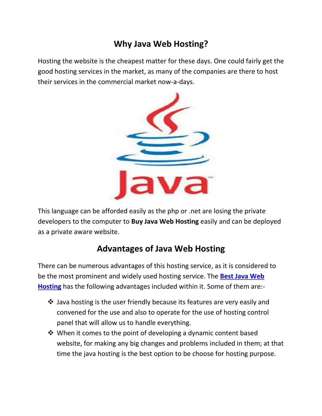 why java web hosting