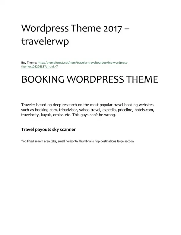 Traveler Affiliate Booking Wordpress Theme 2017 - travelerwp