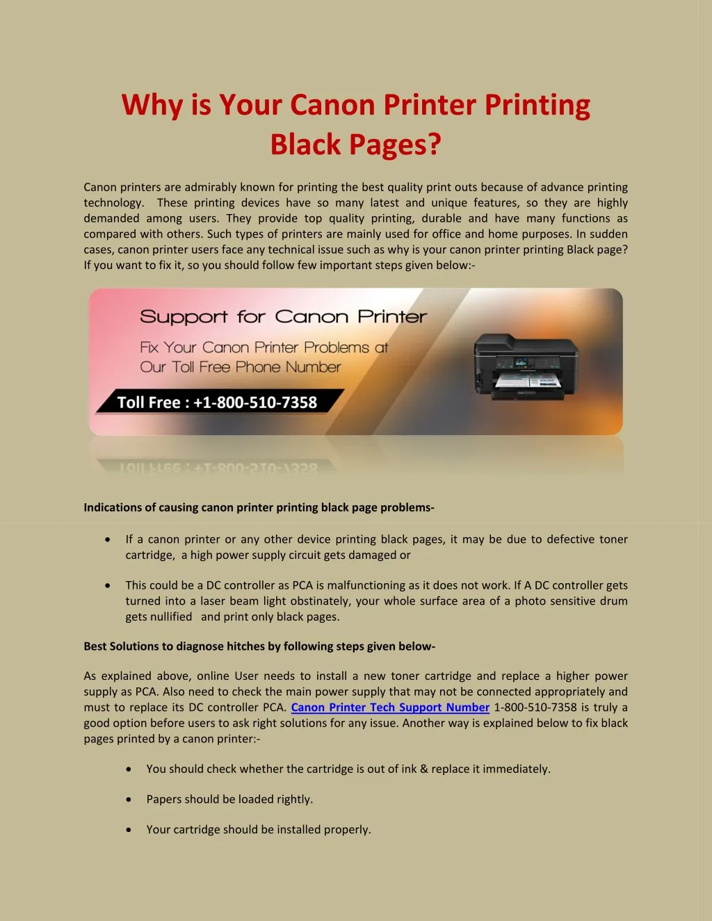 why is your canon printer printing black pages