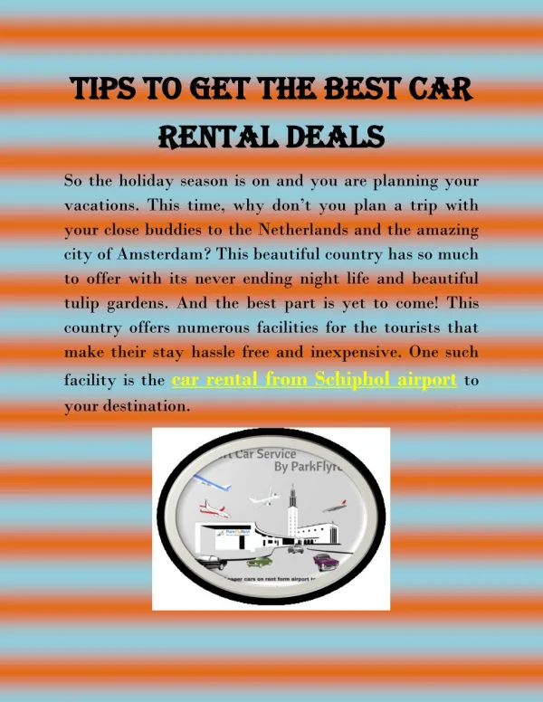 Tips to Get the Best Car Rental Deals