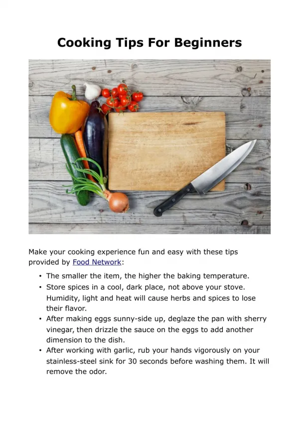 Cooking Tips For Beginners
