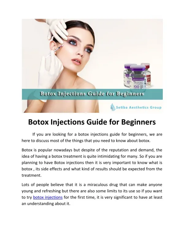 Botox Injections Guide for Beginners