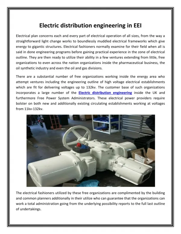 electric distribution engineering in eei