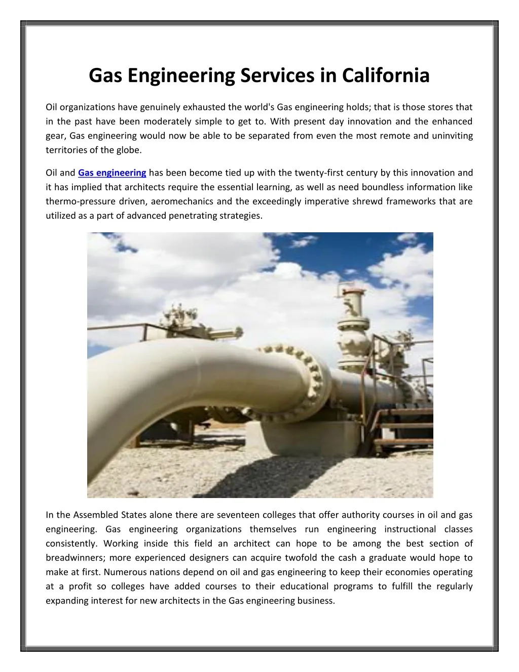 gas engineering services in california