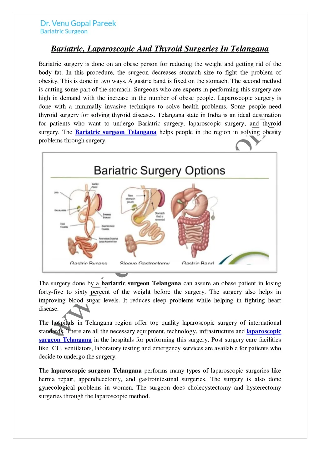 bariatric laparoscopic and thyroid surgeries