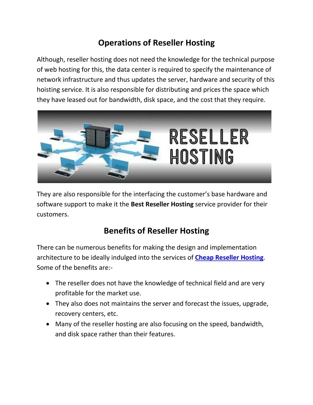 operations of reseller hosting