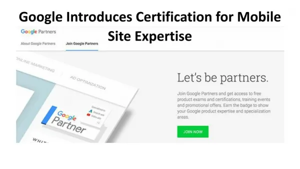 Google Introduces Certification for Mobile Site Expertise