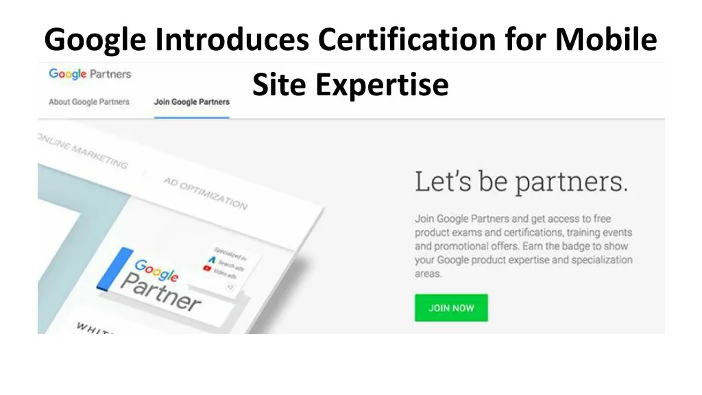 google introduces certification for mobile site