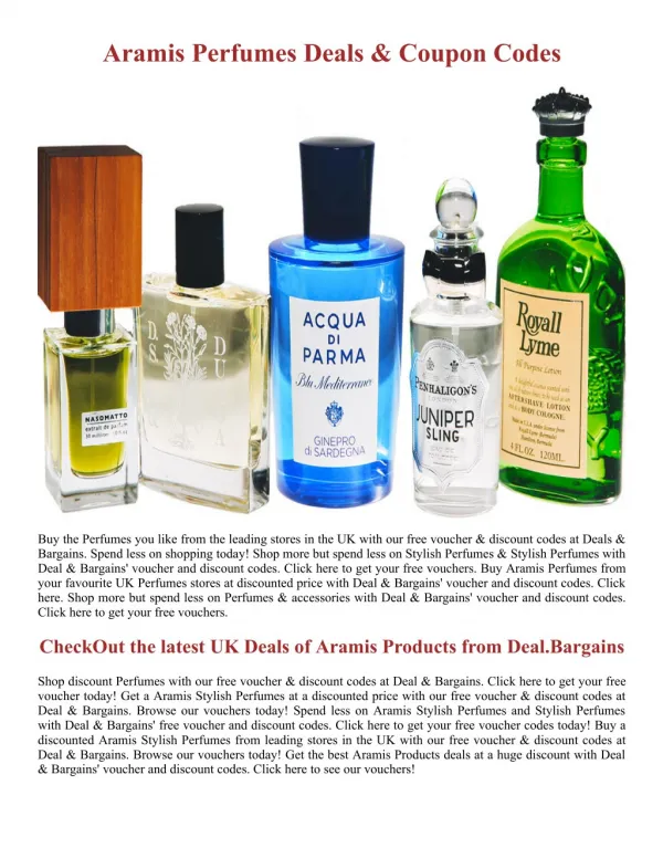 Luxury Aramis Perfumes Deals - Deal.Bargains