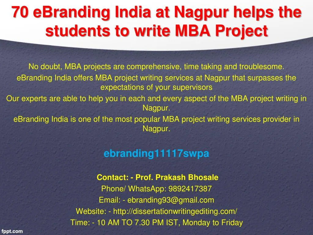 70 ebranding india at nagpur helps the students to write mba project