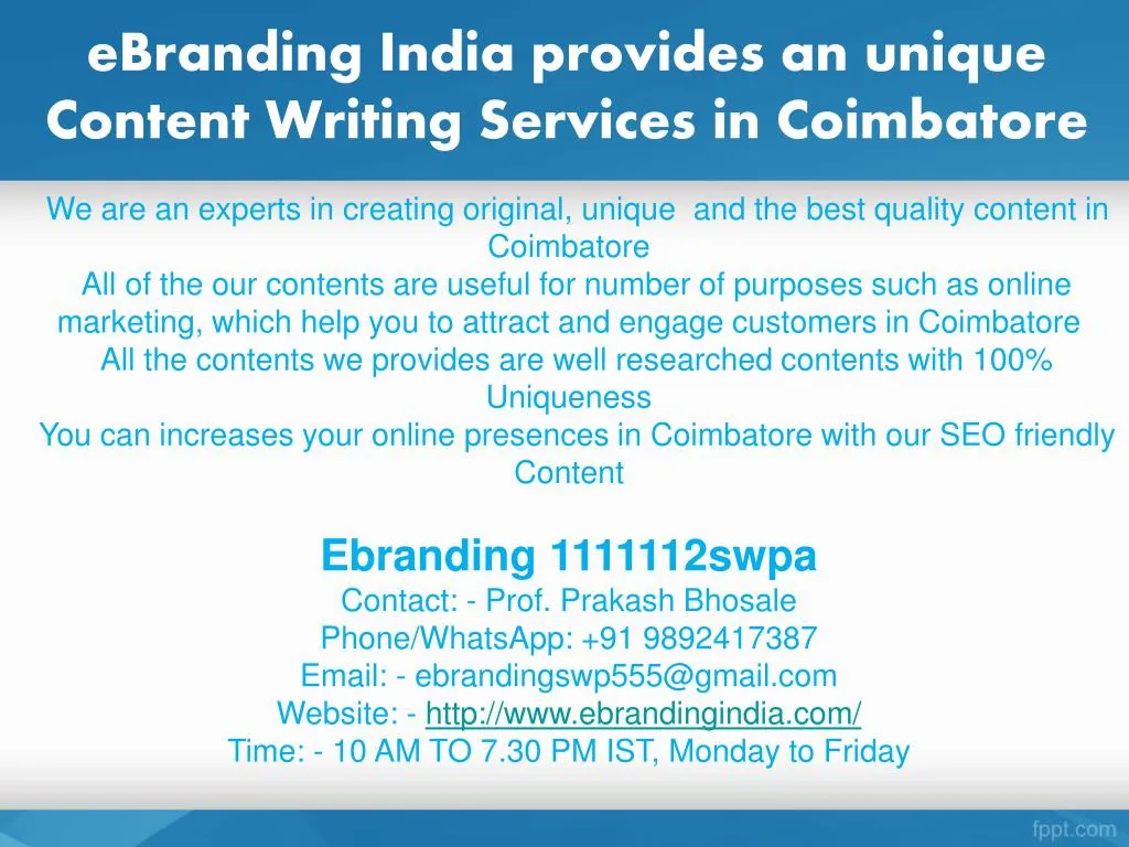 ebranding india provides an unique content writing services in coimbatore